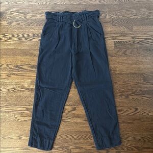 Anthropologie Black Belted Crop Pants XS